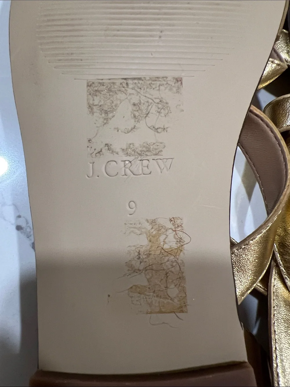 J. Crew Metallic Gold Strappy Leather Sandals